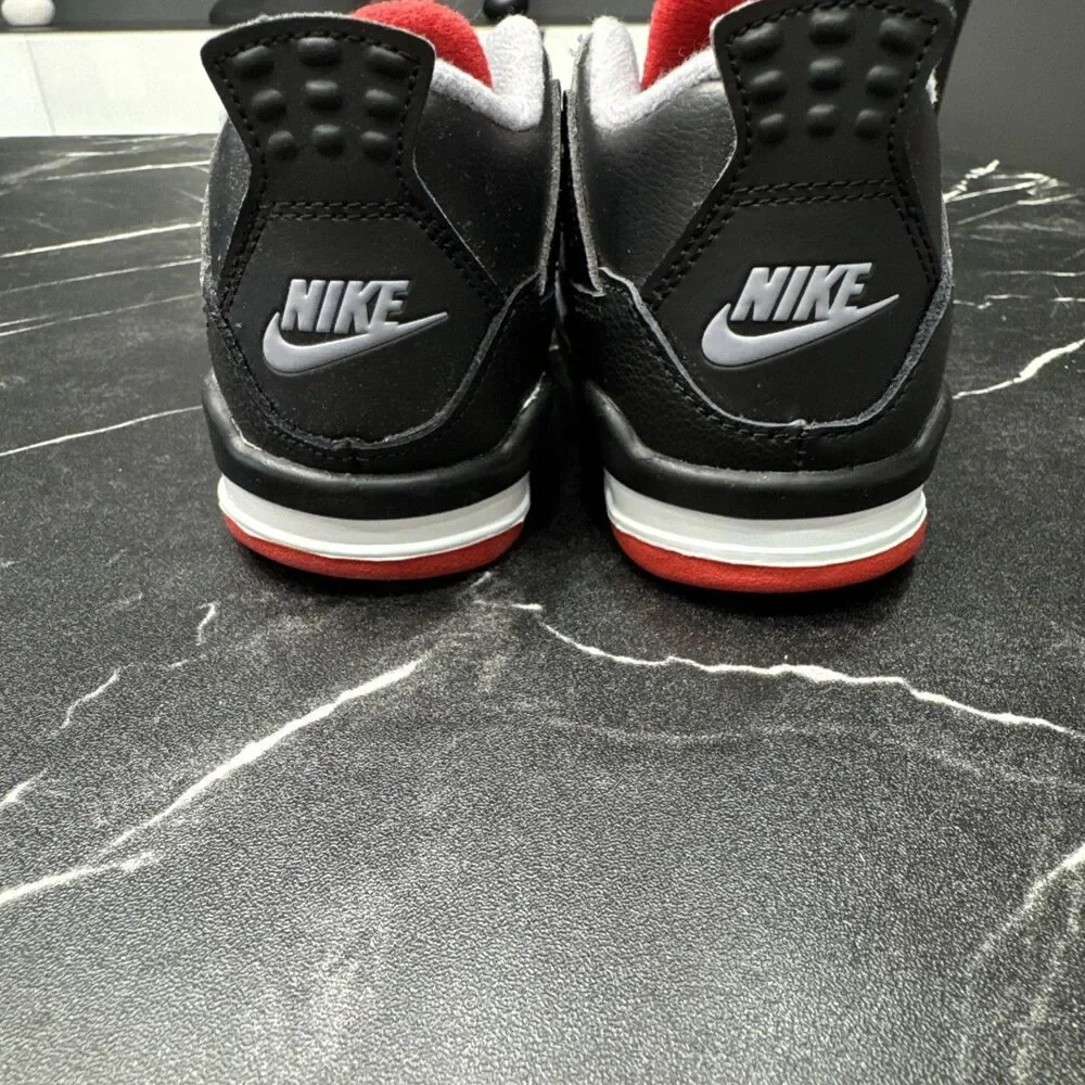 Nike Air Jordan 4 Retro TD Bred Black Cement Fire Red Toddler 10C NIB Hype
